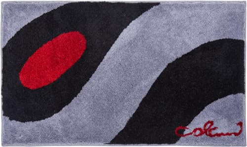 Grund COLANI Exklusiver Designer Badteppich 100% Polyacryl, ultra soft, rutschfest, ÖKO-TEX-zertifiziert, 5 Jahre Garantie, Colani 35, Badematte 60x100 cm, hellgrau-schwarz
