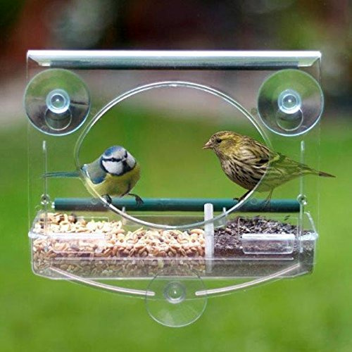 Zewool Vogelfutterhaus für Vögel, Transparent, Fenster-Montage, Kunststoff, Bolmsö Birdfeeder NEUHEIT