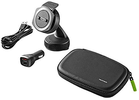 TomTom Rider Autohalterung für alle TomTom Rider Modelle inklusive USB Auto-Schnellladegerät, Kabel und Tragetasche (siehe Kompatibilitätsliste unten)