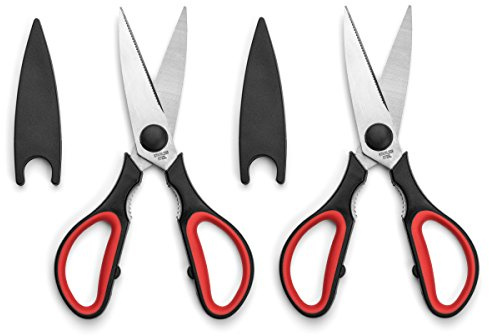 Ultra Sharp Kitchen Scissors for Food - Heavy Duty, Serrated Stainless Steel Shears (Set of 2)