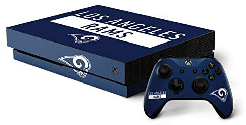 Skinit Decal Gaming Skin Compatible with Xbox One X Bundle - Officially Licensed NFL Los Angeles Rams Blue Performance Series Design