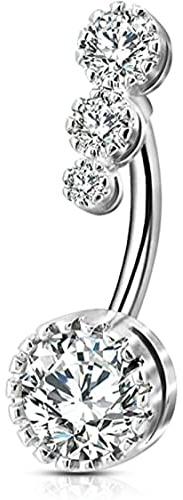 OUFER 316L Surgical Steel Belly Button Rings Clear CZ Navel Rings Belly Rings Belly Piercing
