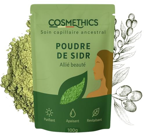 Poudre Ayurvédique de Sidr (Jujubier) 100g Cosm'Ethics® 100% Naturelle assainit le cuir chevelu redonne volume et brillance sachet refermable pour une conservation optimale