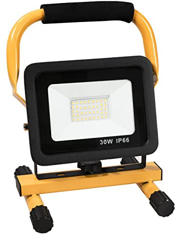 McShine - LED Baustrahler, Bauscheinwerfer, Scheinwerfer, Arbeitsscheinwerfer, LED Fluter | LEB-30 V2 | 2.700 lm, 30W, 4000K, neutralweiß | IP44 | für Innen- und Außen geeignet | gelb