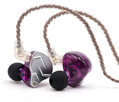 Linsoul KZ ZSN Pro Écouteurs Intra-Auriculaires Hybrides en Métal avec Câble Détachable Encastré 2Pin, Panneau en Alliage de Zinc(Violet, sans Microphone)