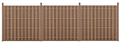 neu.holz WPC Gartenzaun Gerade Ausführung mit Pfosten 185x562cm Braun Sichtschutz Windschutz Lamellenzaun Zaun