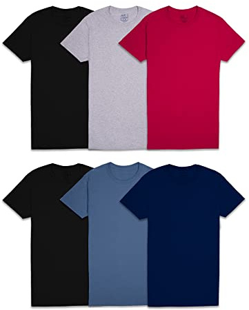 Fruit of the Loom mens Stay Tucked Crew T-shirt Underwear, Classic Fit - Assorted Colors, XX-Large US, (Pack of 6)