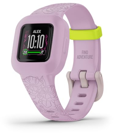 Garmin vivofit jr. 3, Fitness Tracker for Kids, Includes Interactive App Experience, Swim-Friendly, Up To 1-year Battery Life, Lilac Floral