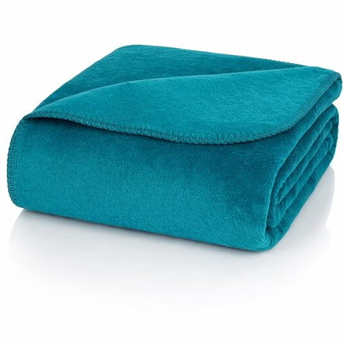 Glart U2P Kuscheldecke Uni Petrol – Wohndecke aus Baumwolle Polyacryl Mix für Sofa Couch und Bett