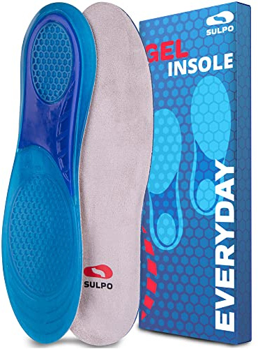 SULPO Innersulor för vardag/sport – tunna silikonskoinlägg – gelinlägg med ventilationshål, minskar svettfötter – för män och kvinnor – 1 par inlägg, storlek 37–46 (42–46)