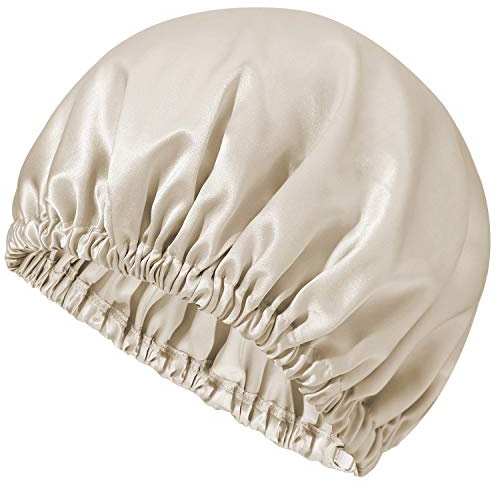 Mommesilk Schlafmütze aus Seide für Damen, 22 Momme, verstellbar, elastisch, reine Maulbeerseide, Schlafhaube für Haarmützen
