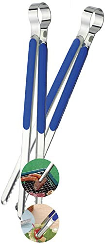 Florian - Pinzas de cocina (255 mm, 2 unidades, multipropuestas, grandes, 255 mm), barbacoa coreana, ensalada, carne, cerdo, carne de vacuno, acero inoxidable y mango ABS