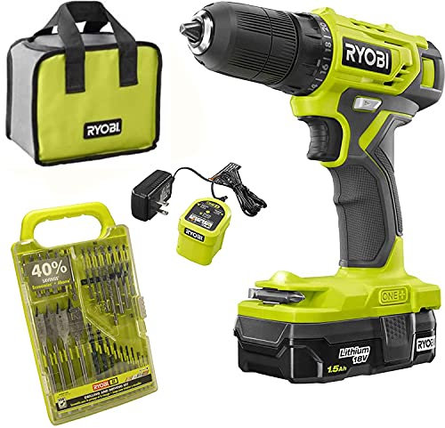 Ryobi Kit de perceuse-visseuse 18 V ONE+ 3/8 avec embouts bonus et sac à outils