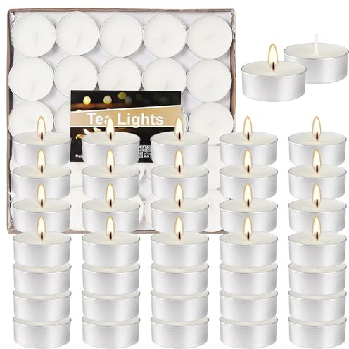 50Piezas Velas De Té Blanco Sin Perfume Ø35mm Velas de té San Valentín Vela Redonda Romántica Blanco Velas Pequeñas Decorativas Eventos Velas Lámpara de Vela Fiesta Bodas Cumpleaños de San Valentín