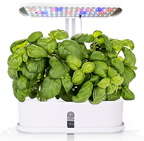 10 Baccelli Giardino Intelligente con Lampada LED per Piante Altezza Regolabile Fioriera da Giardino per Germinazione Serra Idroponica con Timer Automatico per Casa o Cucina Bianco