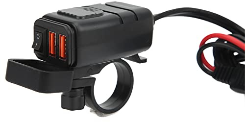Fydun Motorrad Dual USB Ladegerät SAE zu USB Adapter mit Wasserdichtem Abdeckungsschalter Schnellladung Integriertes Voltmeter für Telefon Tablet