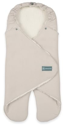emma & noah Einschlagdecke mit Füßen, 0-8 Monate, Babydecke für Babyschale, Maxi Cosi®, Kindersitz für Herbst und Winter, Gefüttert, Maximale Bewegungsfreiheit (Essential Beige)