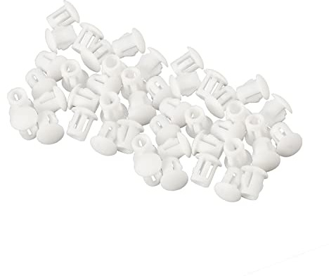 50 Pieces 5mm 3/16inch Plastic Hole Plugs, Flush Type Hole Plugs Locking Insert End Cover Caps Panel Hole Plugs for Cabinets Machines Furniture Drilling (White)