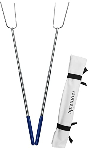 RAOMEIDE 32 Heavy Duty Hot Dog Roasting Sticks for Campfire, Smores Sticks for Fire Pit Long, Marshmallows Skewers (2 Pack)