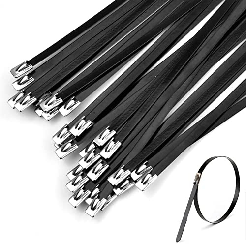 30 stycken kabelfästen i rostfritt stål, självlåsande stål kabelklämmor tunga metallkabelfästen lämpliga för fartyg, gruva, petroleum, el (4,6 x 200 mm)