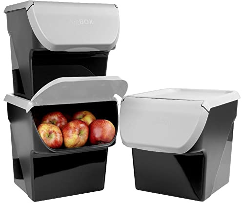 Vilde Recipiente para patatas (13 L, 3 unidades), color gris