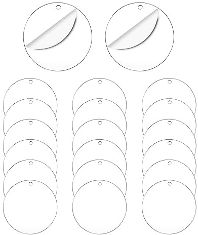 Acrylplatten, rund, transparent, 15 cm, rund, mit Loch, für DIY, Handwerk, Bilderrahmen, Gemälde, Drucke, 20 Stück