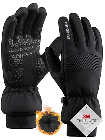 Gloves Men, -20℉ Coldproof Touch Screen Ski Gloves Waterproof Windproof Winter Gloves 3M Thinsulate Snow Insulated Gloves for Walking Running Snowboarding Hiking Outdoor - Black M