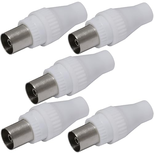 AERZETIX – C68973 - Lot de 5 fiche/prise/connecteur d'antenne RF femelle droit TV pour câbles coaxiaux - SAT adaptateur télé coupleur
