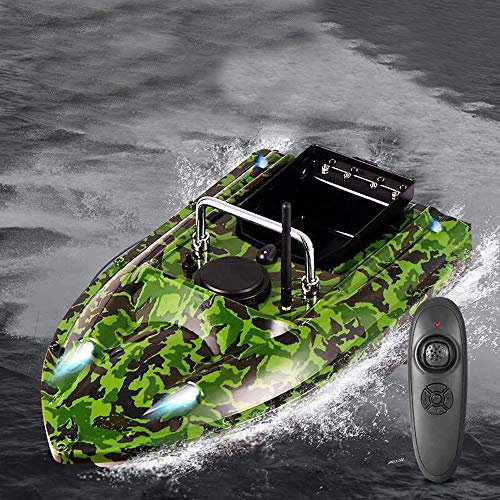 Futterboot Köderboot, 500m Ferngesteuert Fishing Bait Boat mit LED-Licht, 2 Stunden Fahrzeit, Karpfenangeln Angler Geschenke für Männer Ladegewicht von 1,5 kg Tarnung