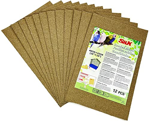 S&X Lot de 60 doublures jetables en papier gravier pour cage à oiseaux 40,6 x 25,4 cm