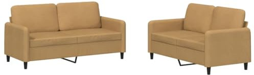 vidaXL Sofagarnitur 2-TLG., Sessel Couch mit Kissen, Sofa Wohnzimmersofa mit Armlehnen, Couchgarnitur Designsofa Sitzmöbel Polstermöbel, Braun Samt