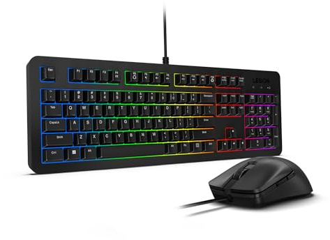 Clavier et Souris de Jeu Filaire Lenovo Legion KM310 RGB Combo - Clavier K310 et Souris M300S - Interrupteurs à Membrane Silencieux - 8000 DPI - Symétrique Petite Taille