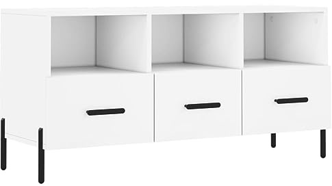 QZZCED Meuble TV - Meuble TV - Meuble TV - Blanc - 102 x 36 x 50 cm - En matériau dérivé du bois - Pour salon, chambre à coucher - Appareil de divertissement
