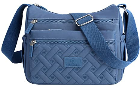 UnoSheng Trachten Taschen Lässige Umhängetasche mit Taschen für Damen, wasserdichte Umhängetasche, Handtasche für den täglichen Gebrauch, Reisen Taschen Set Für Damen Pomelo (Blue, One Size)