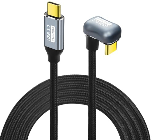 GELRHONR Cable de carga rápida USB C en forma de U, 180 grados, USB 3,2 Gen2, cable de carga tipo C macho a macho PD100 W, cable de carga, 10 Gbps, 4 K @ 60 Hz, para i/phone 15,Laptop, VR (2M/6.5Ft)