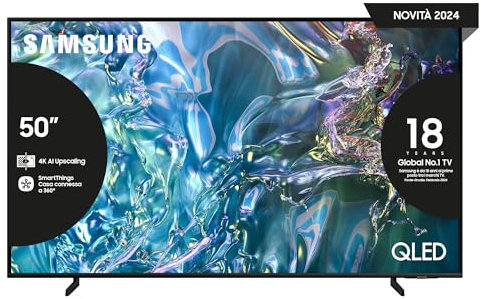 Samsung TV QE50Q60DAUXZT QLED 4K, Smart TV 50 Quantum processor Lite 4K, AirSlim, DVBT-2, Q-Symphony & OTS Lite, Integrato con Alexa e Bixby, compatibile con Google Assistant, Titan Gray 2024