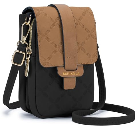 MUIIKOLA Handytasche zum Umhängen，RFID-Blockierung große Kapazität Handy Umhängetasche Damen Veganes Leder，Handytasche mit Geldbörse zum Umhängen，umhängetasche damen Breiter Gurt