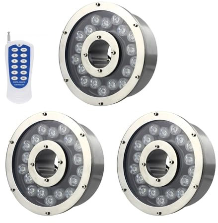 LGJEGD Led Ring Fountain Light 18w Ip68 Waterproof 12v/24v Colorful Color Changing Landscape Spotlight Suitable (Color : RGB+12 Key Control, Size : 12v)