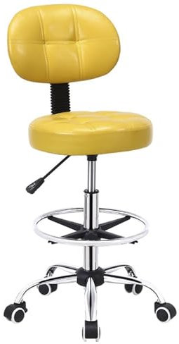 Höhenverstellbarer Barhocker auf Rollen mit Rückenlehne, 360° drehbarer Stuhl, PU-Leder, Friseurstuhl für Kneipen, Friseursalon, Spa, Theke, Stuhlerhöhungen