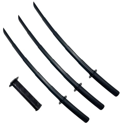 BORFUE 3 st 3D-tryckt gravitation infällbar samurajsvärd samuraj cosplay modell leksaker kniv teleskopiskt svärd kreativ dekompression trickleksak svart