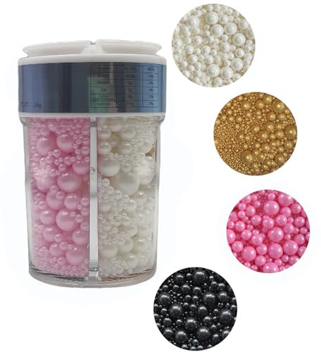 Edible 168g Sugar Pearl Sprinkles Candy Pearls Cake Decoration Cupcake Toppers Cookie Decorations for Wedding Birthday Halloween Thanksgiving Christmas Christening(White, Gold, Pink, Black)