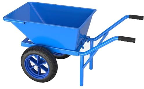 Brouette, brouette Multi-Usage Robuste à 2 Roues, Chariot de Jardin, brouette pour Engrais, Eau, Plantes, Feuilles, Transport de déchets, Cadre en Acier, Doubles Roues pneumatiques.