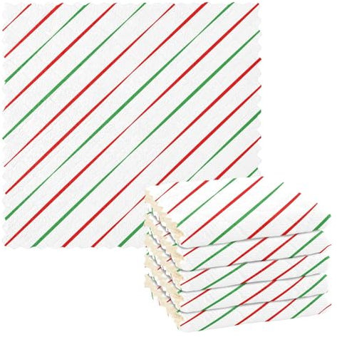 Amooorous Red and Green Christmas Stripes Kitchen Microfiber Towels Cotton Tea Towels Absorbent Cloth Cotton Hand Towels for Kitchen Camping Table Classic (longword) 11x11in 6 Piecing