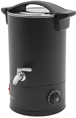 Cutycaty Derretidor de cera para velas, 8 L, 10 L, 12 L, 15 L, para fabricación de velas, 1800 W, olla eléctrica de cera de acero inoxidable, con calentador de boquilla, 30 – 110 °C (15 L)