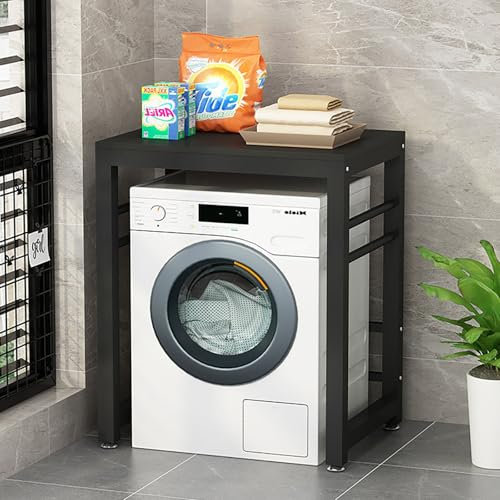 Front-loading washer and dryer portable rack, washing machine shelf superstructure washing machine cabinet, stacking set adjustable stand, for bathroom kitchen balcony laundry room (white +