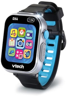 VTech KidiZoom Smartwatch DX4, Schwarz | VTech Kinder-Armbanduhr mit farbigem Touchscreen, Kamera und Video, Kindersicherung, Spiele und Apps auf Französisch