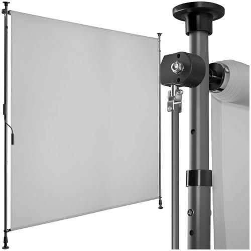 tectake® tenda da sole per esterno verticale, tende da sole per esterno frangivista balcone senza fori, con manovella, poliestere opaco, protezione UV, aste telescopiche - 150 x 310 cm, Grigio Chiaro