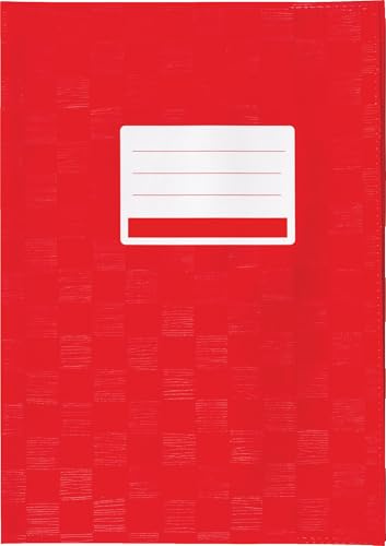 Hefthülle Heftumschlag für Schulhefte Notizbücher Kladden uvm (Hochrot, A4 | 5er Pack)
