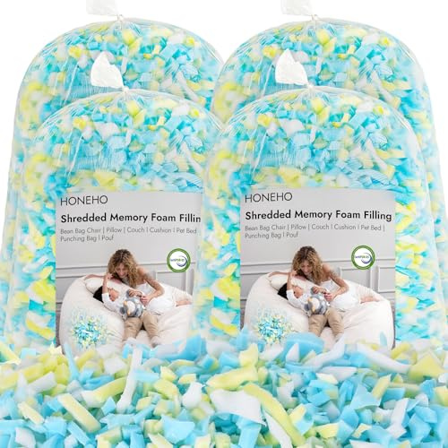 HONEHO 8.8kg Memory Foam-Füllung für Sitzsäcke | Hinzufügen von Gelpartikeln, gemütlich und weich, ideal zum Füllen von Sitzsäcken für Kinder, Kissen, Hundebetten, Sofakissen