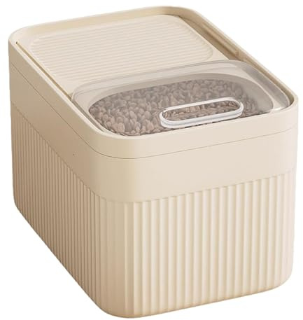 Pet Foods Storage Containers with Airtight Lid and Measuring Cup, BPA-Free, Stackable, Cat Dog Food Storage Bucket Container, DampProof Airtight Animal Dry Bin (White, 36x25x25cm)